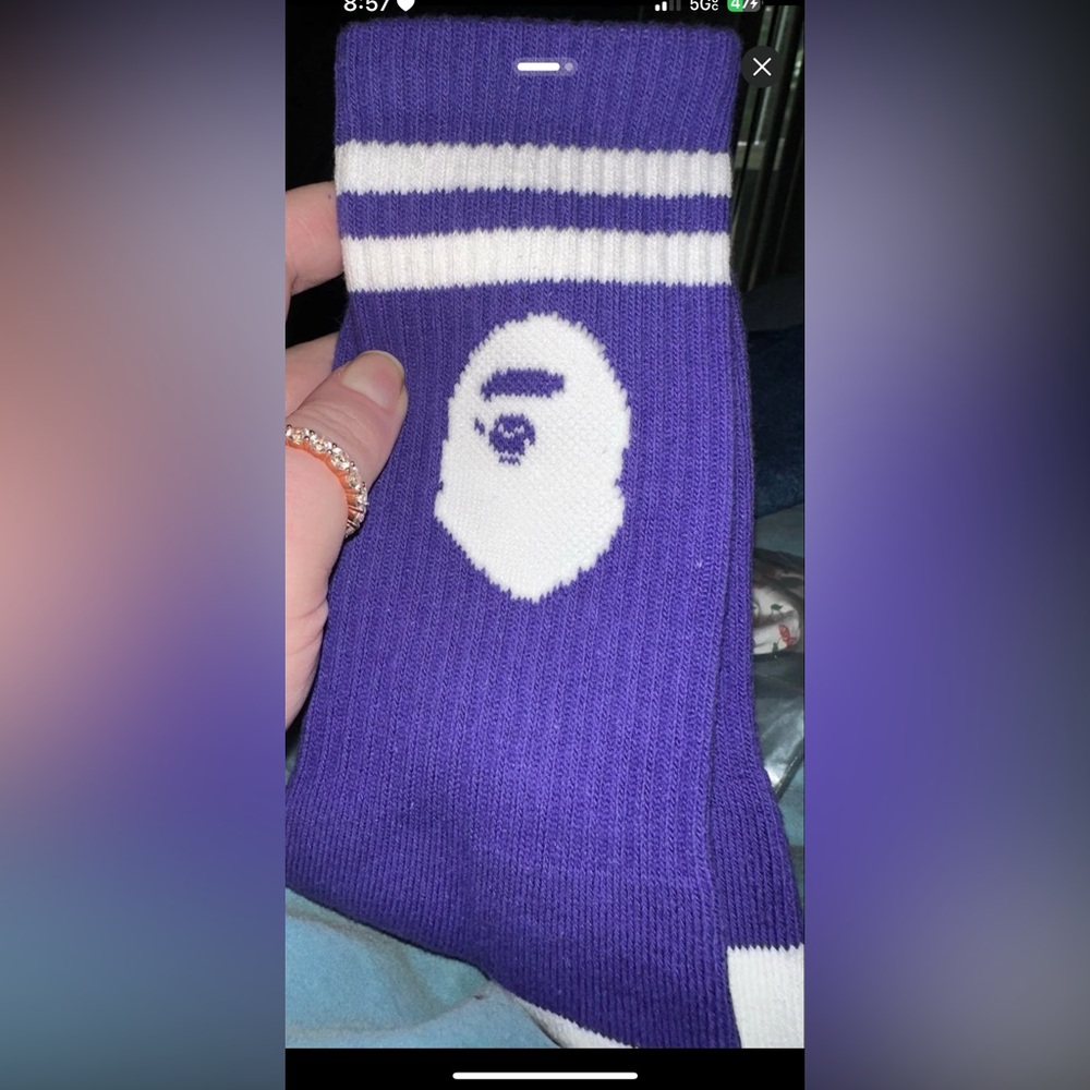 💜 A Bathing Ape (BAPE) | Purple Crew Socks | NWOT 🔥